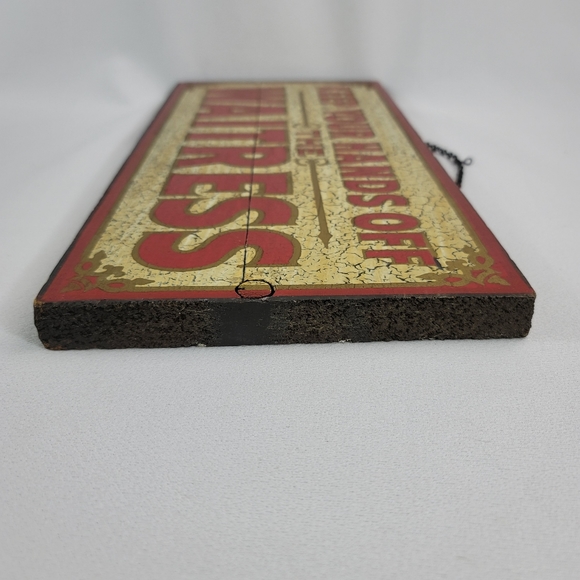 Vtg Wooden Sign KEEP YOUR HANDS OFF THE WAITRESS - George Nathan Associates - Picture 13 of 15